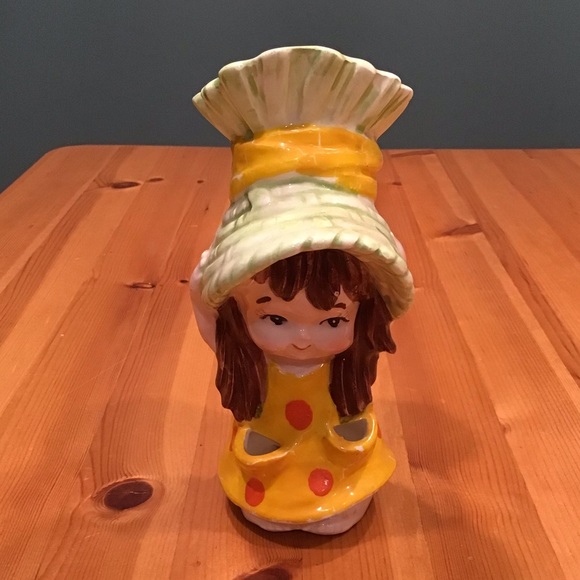 VINTAGE LEFTON LADY HEAD VASE 60’s GIRL YELLOW GREEN - Picture 2 of 9